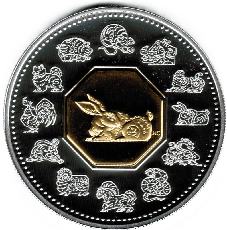 15 dólares plata CANADA 1999 - Calendario Lunar CONEJO