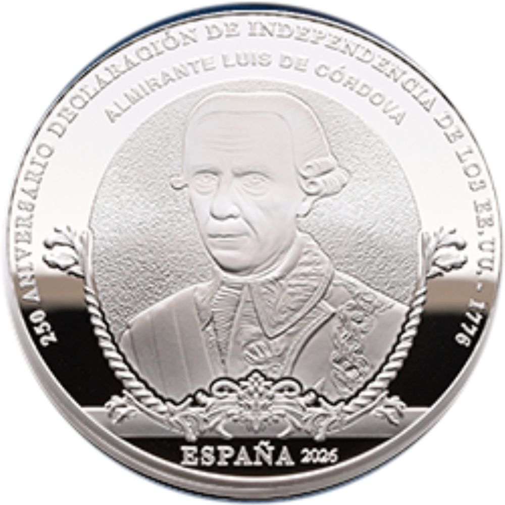 10 euros plata ESPAÑA 2026 - ALMIRANTE LUIS CORDOVA (250 ANIV. EEUU)