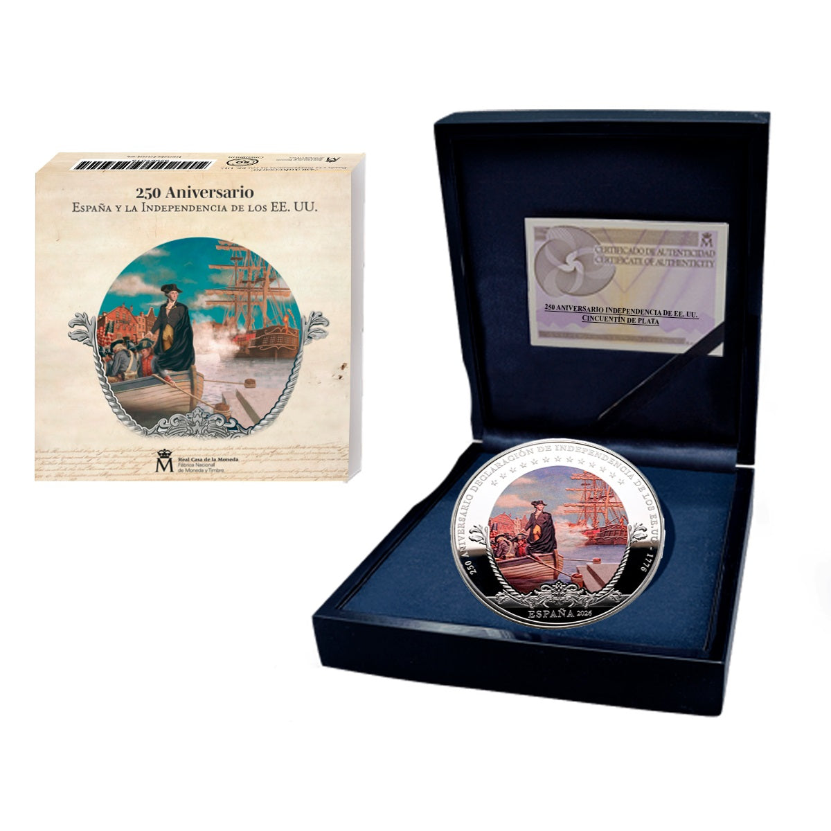 50 euros cincuentin de plata ESPAÑA 2026 - 250 ANIV. EEUU