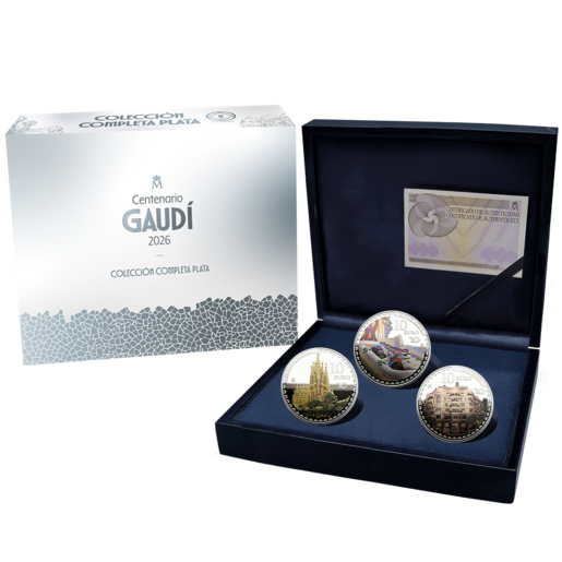 serie plata 3 x 10 euro ESPAÑA 2026 proof CENTENARIO GAUDI