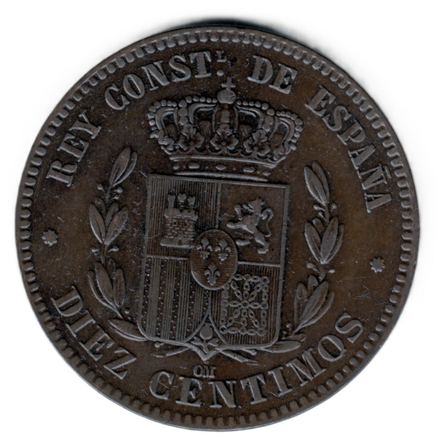 10 centimos SPAIN 1878 - Alfonso XII BARCELONA #65 
