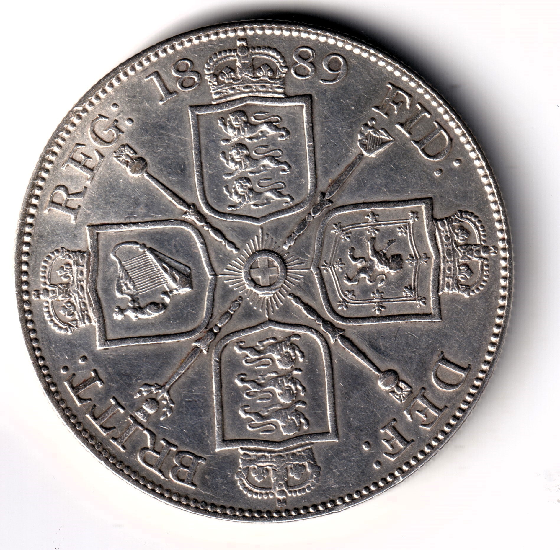 REINO UNIDO 2 florines plata 1887 Reina Victoria