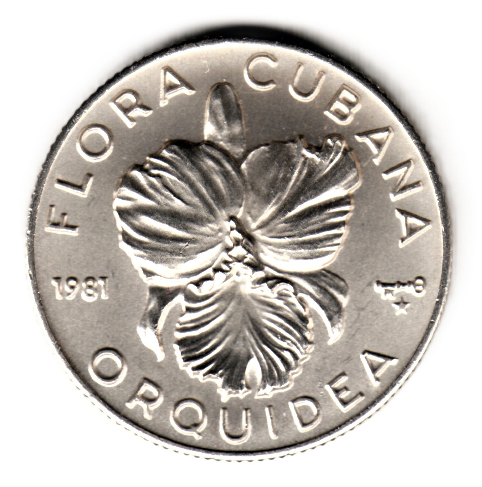 5 pesos plata CUBA 1981 - ORQUIDEA -  FLORA CUBANA