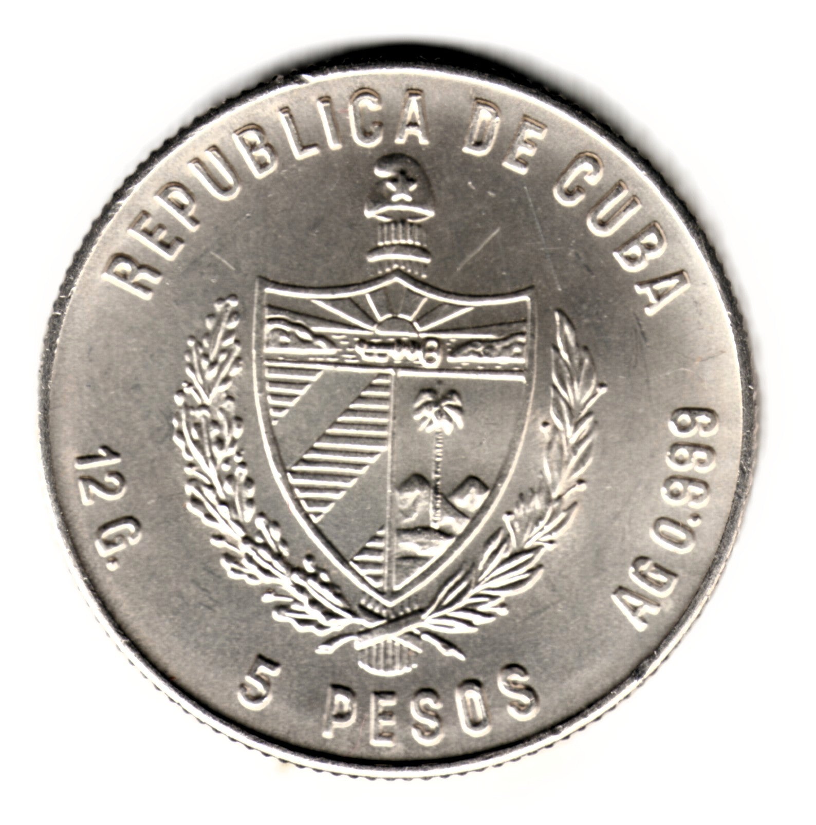5 pesos plata CUBA 1984 LA VOLANTA CUBANA - MEDIOS DE TRANSPORTE