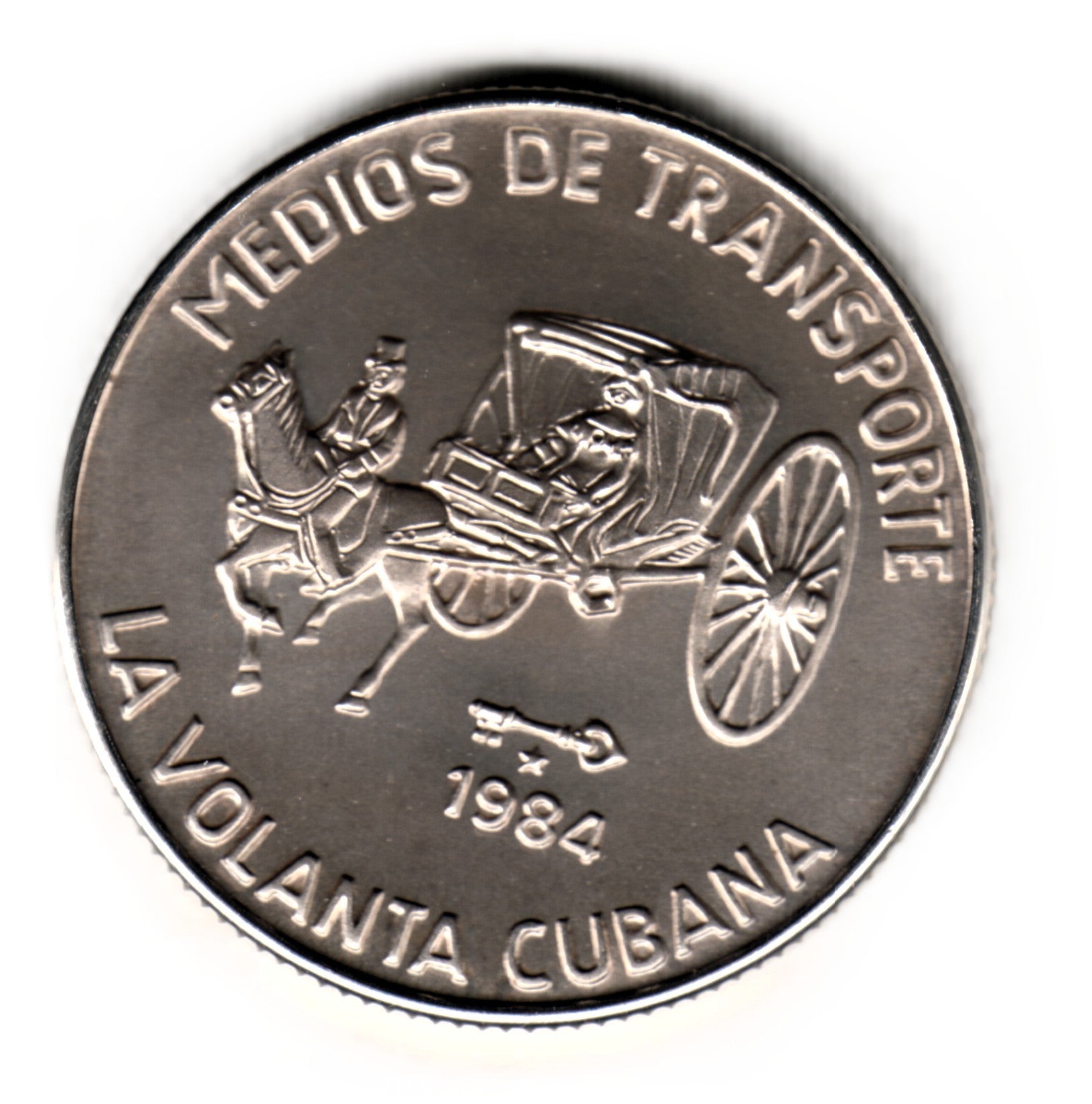 5 pesos plata CUBA 1984 LA VOLANTA CUBANA - MEDIOS DE TRANSPORTE