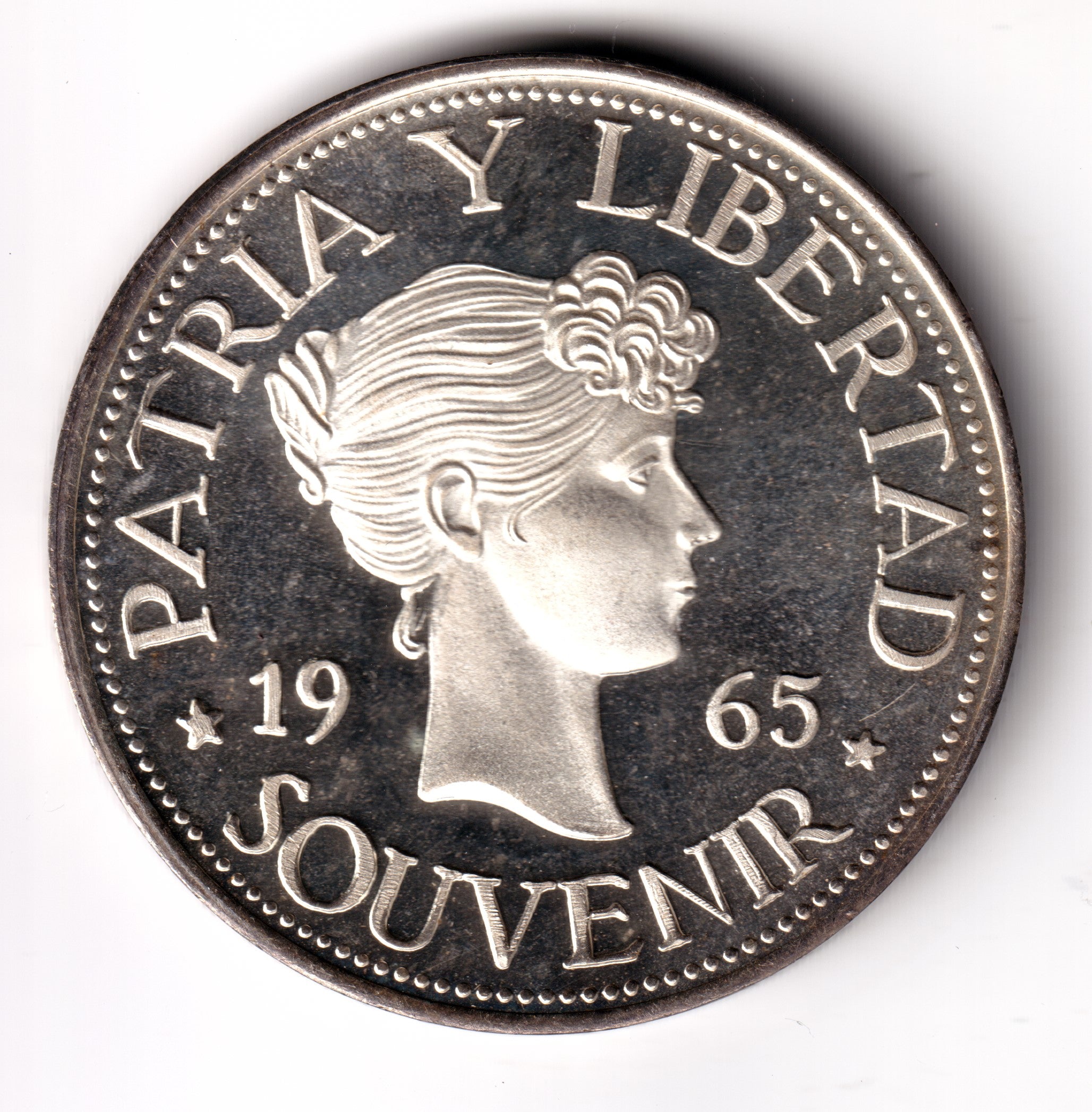 CUBA 1 peso plata 1965 SOUVENIR - PATRIA Y LIBERTAD - CUBANOS EN EXILIO