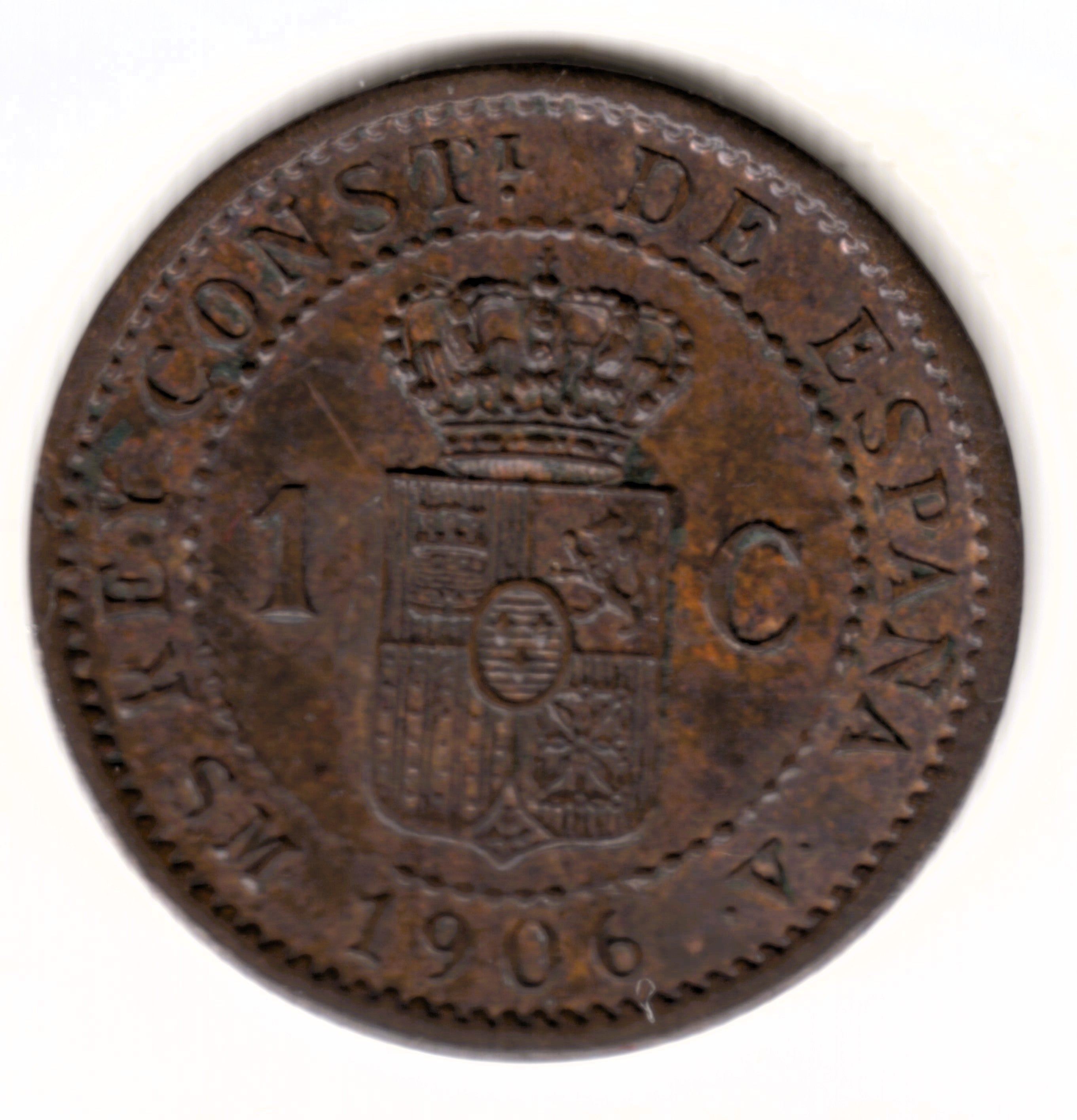 1 centimo ESPAÑA 1906 SM.V  *6*  Alfonso XIII  - MUY RARA