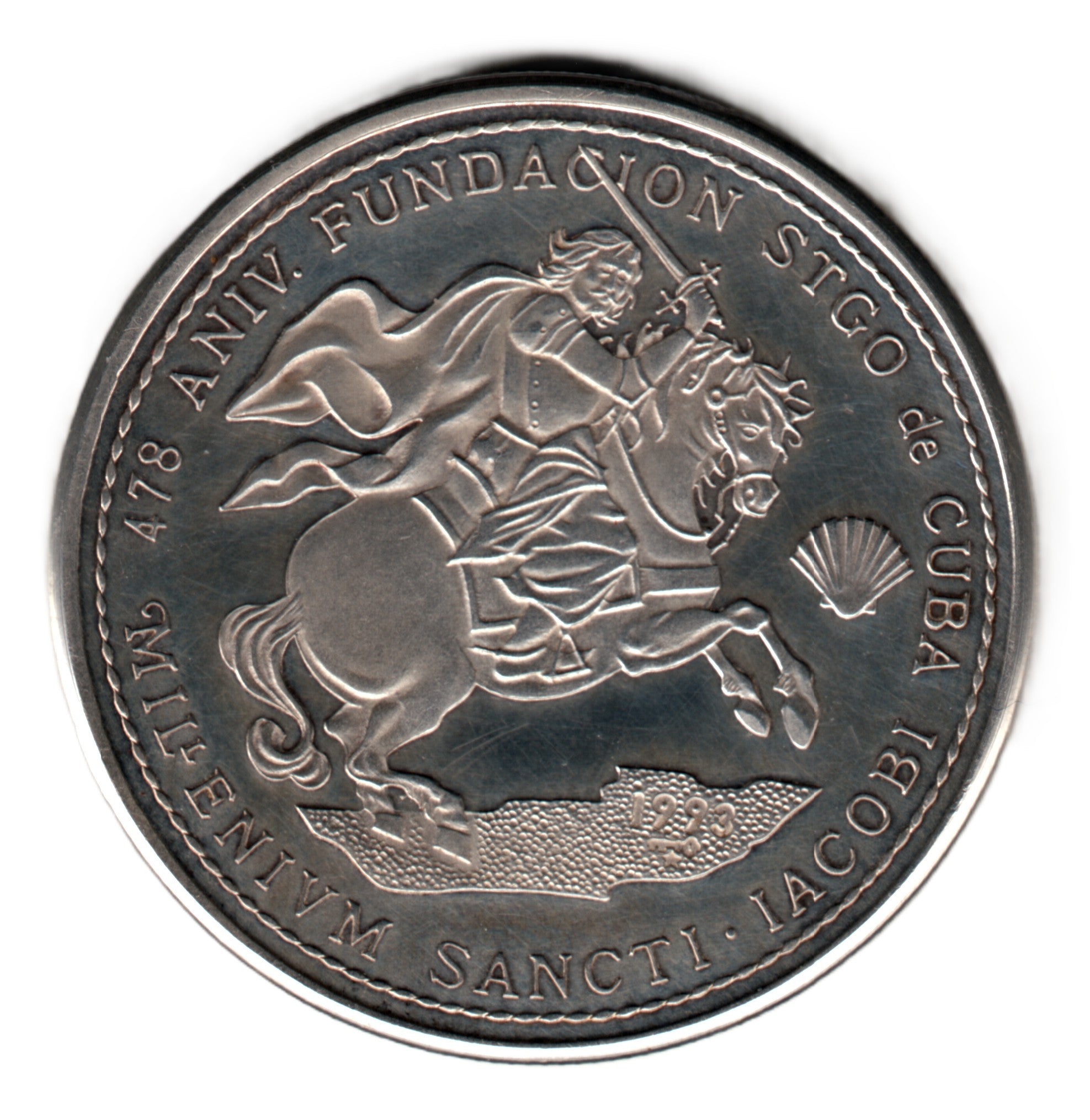 CUBA 10 pesos plata 1993 - FUNDACIÓN SANTIAGO DE CUBA  1 onza plata