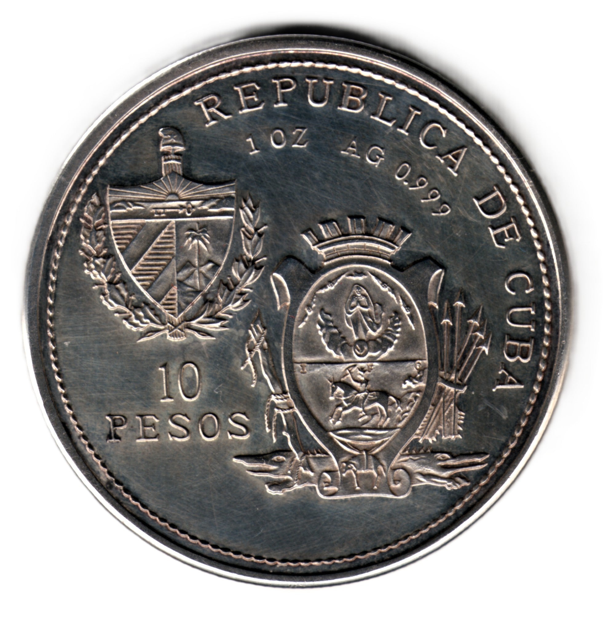 CUBA 10 pesos plata 1993 - FUNDACIÓN SANTIAGO DE CUBA  1 onza plata