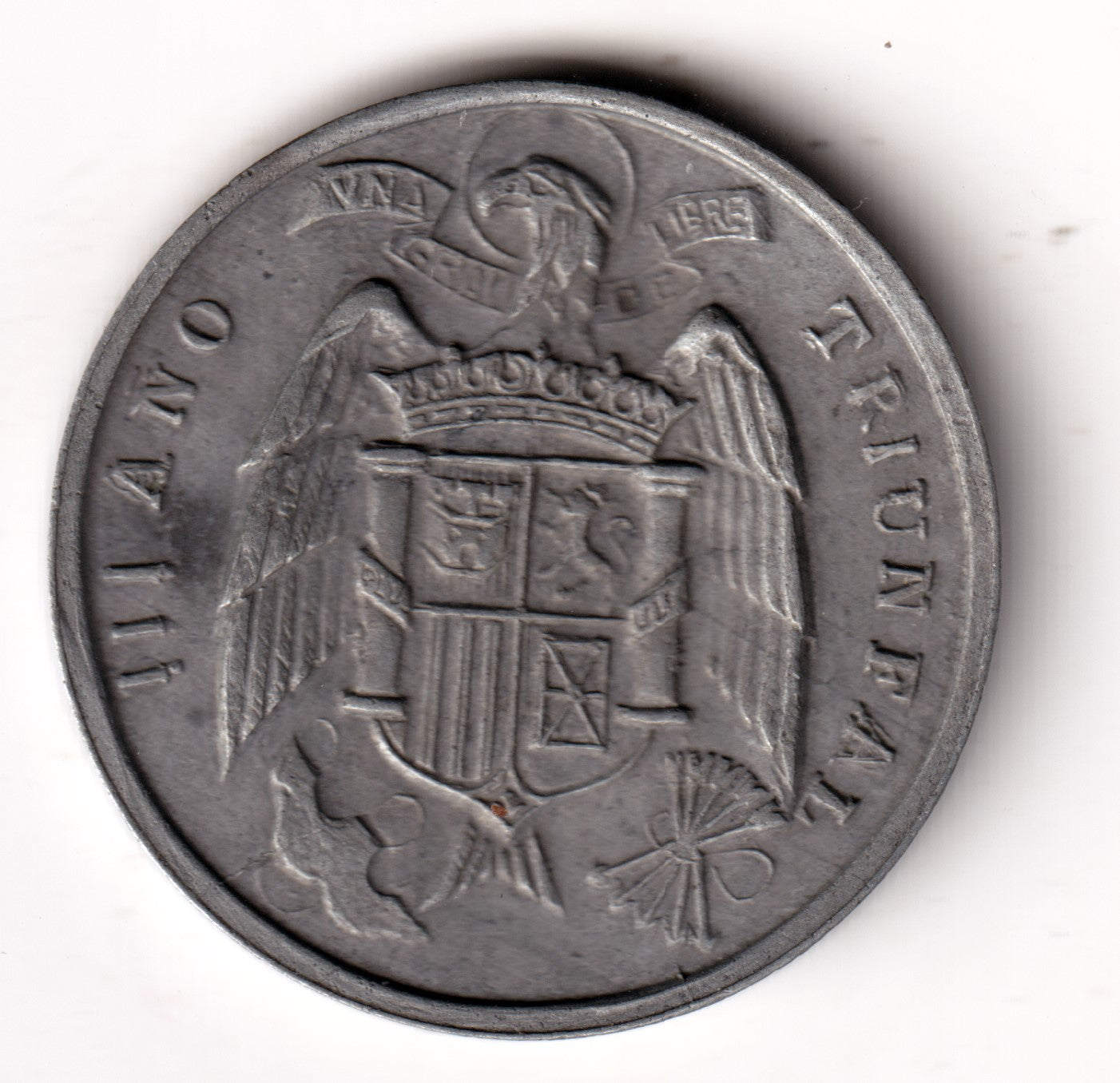 ESPAÑA 10 centimos 1937 zinc Burgos III año Triunfal UNA GRANDE LIBRE