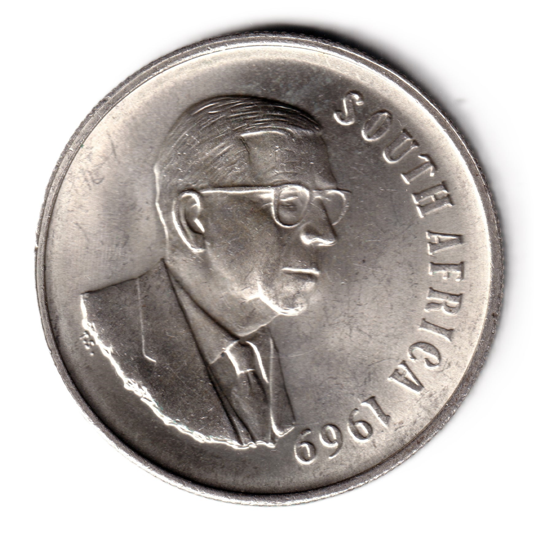SUDAFRICA 1 rand plata 1969 proof FIN DE LA PRESIDENCIA - SOUTH AFRICA