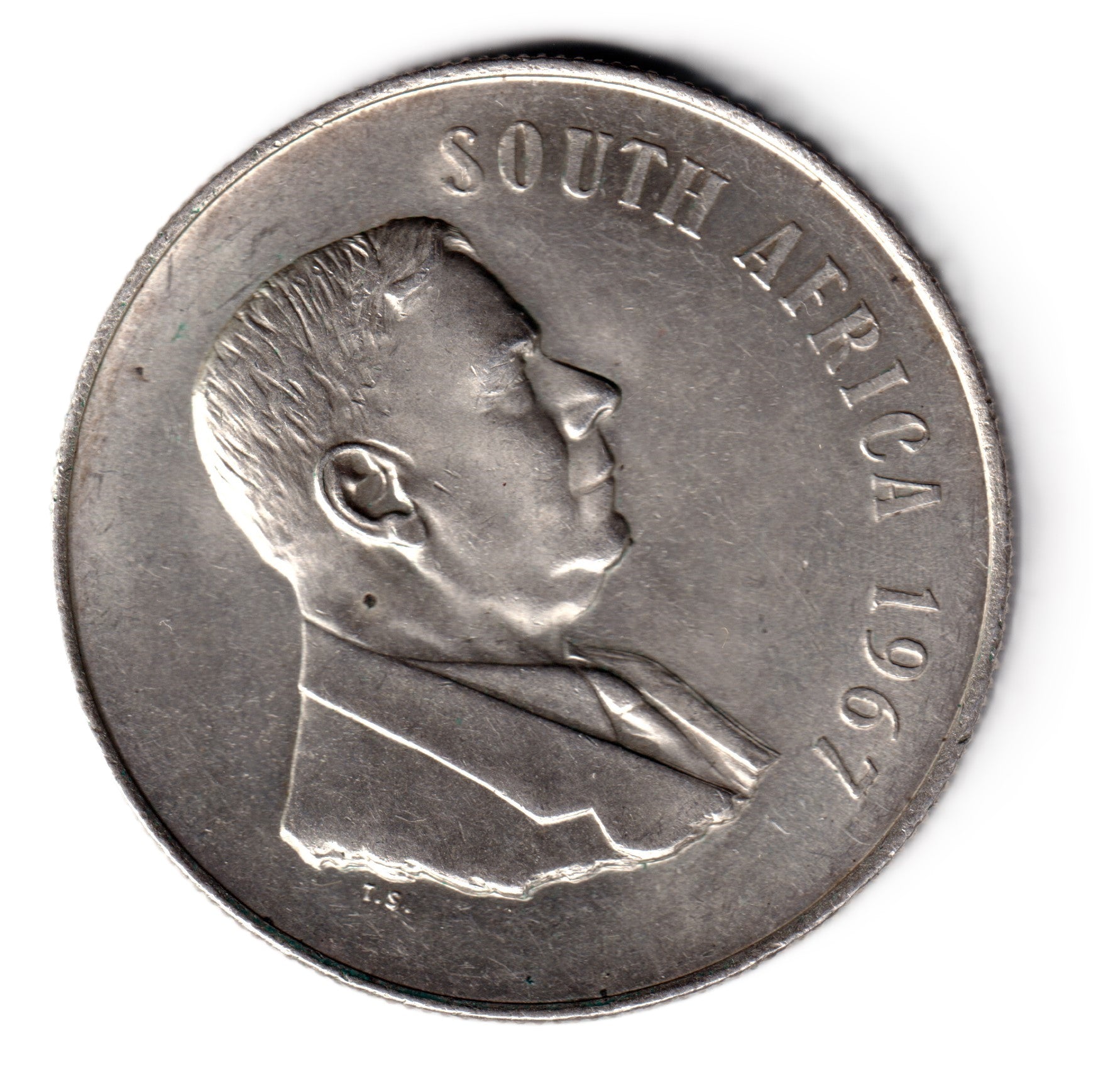 SUDAFRICA 1 rand plata 1967 - 1er aniversario Muerte Dr. Verwoerd SOUTH AFRICA