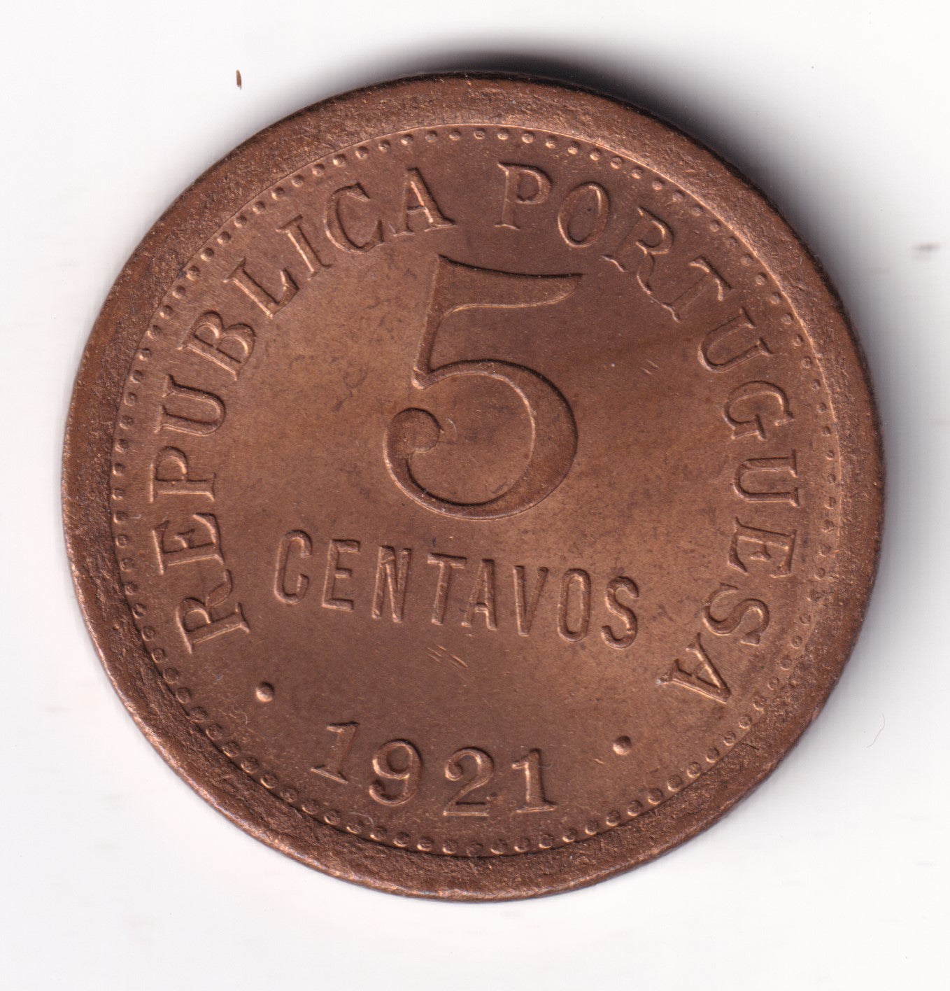 PORTUGAL 5 centavos 1921 REPUBLICA PORTUGUESA S/C