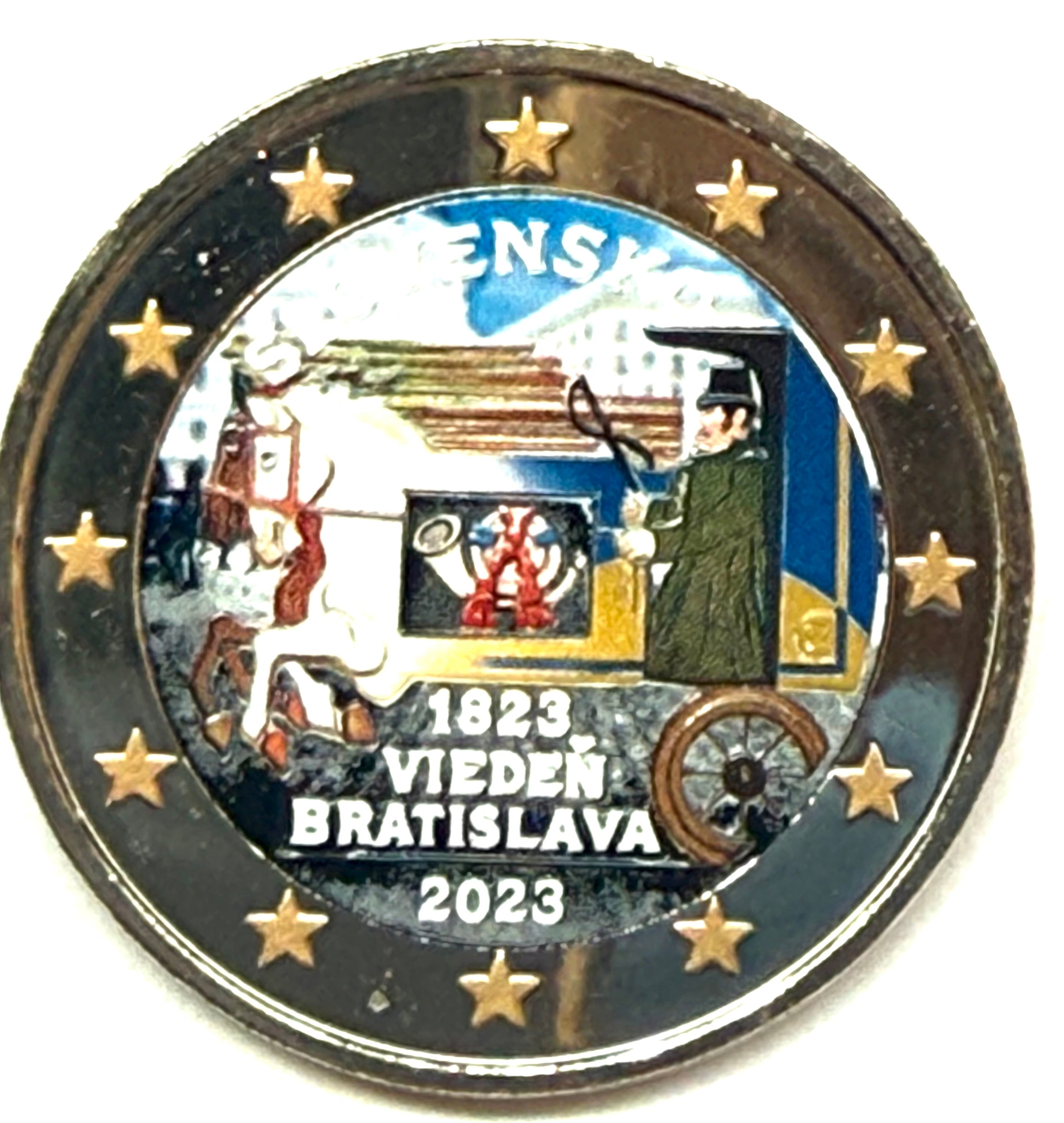 2 euros ESLOVAQUIA 2023 - orreo tirado por caballos ruta Viena – Bratislava MULTICOLOR