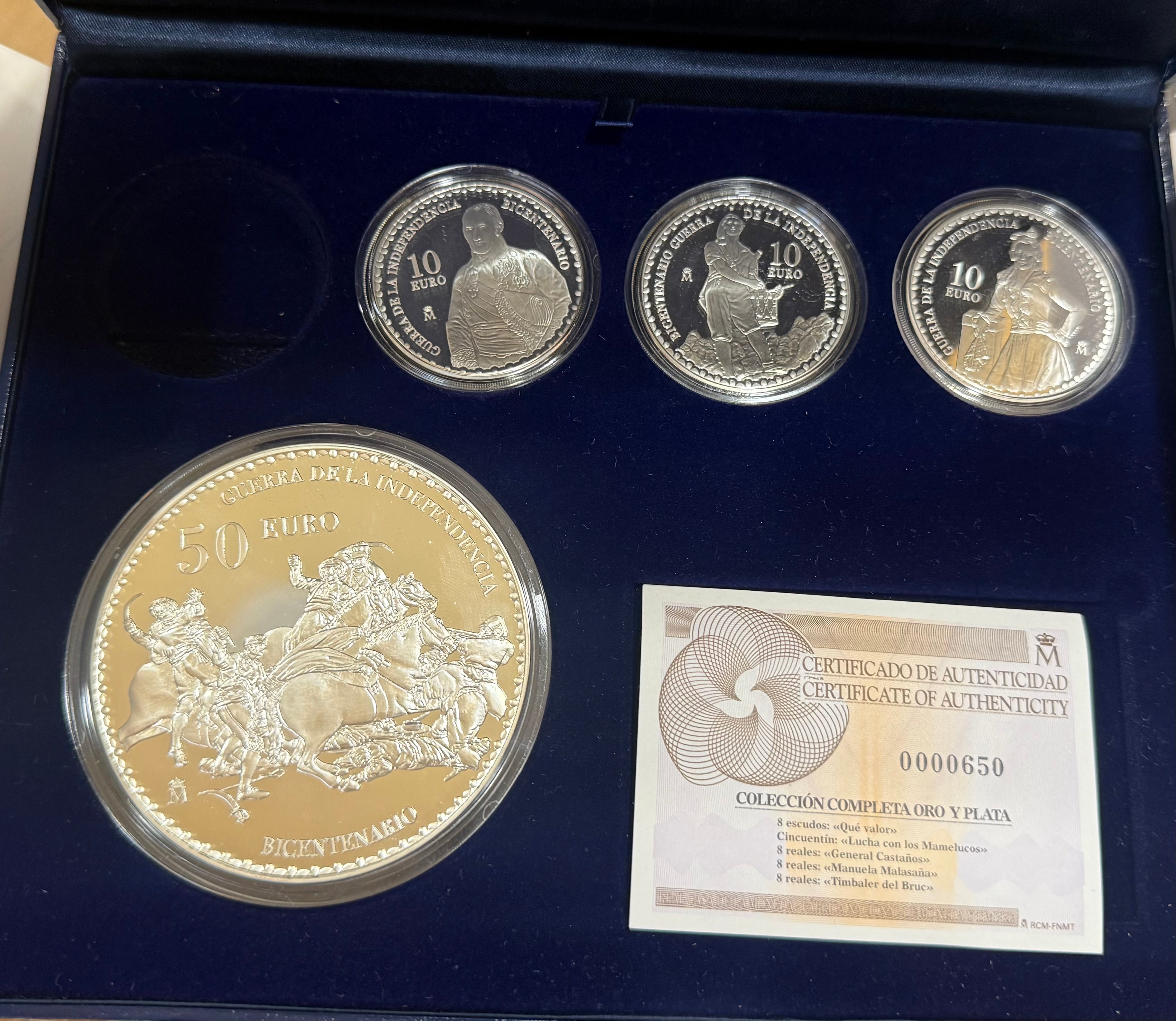ESPAÑA 50 EUROS + 3 x 10 EUROS  2008 Bicentenario de la Guerra de la Independencia