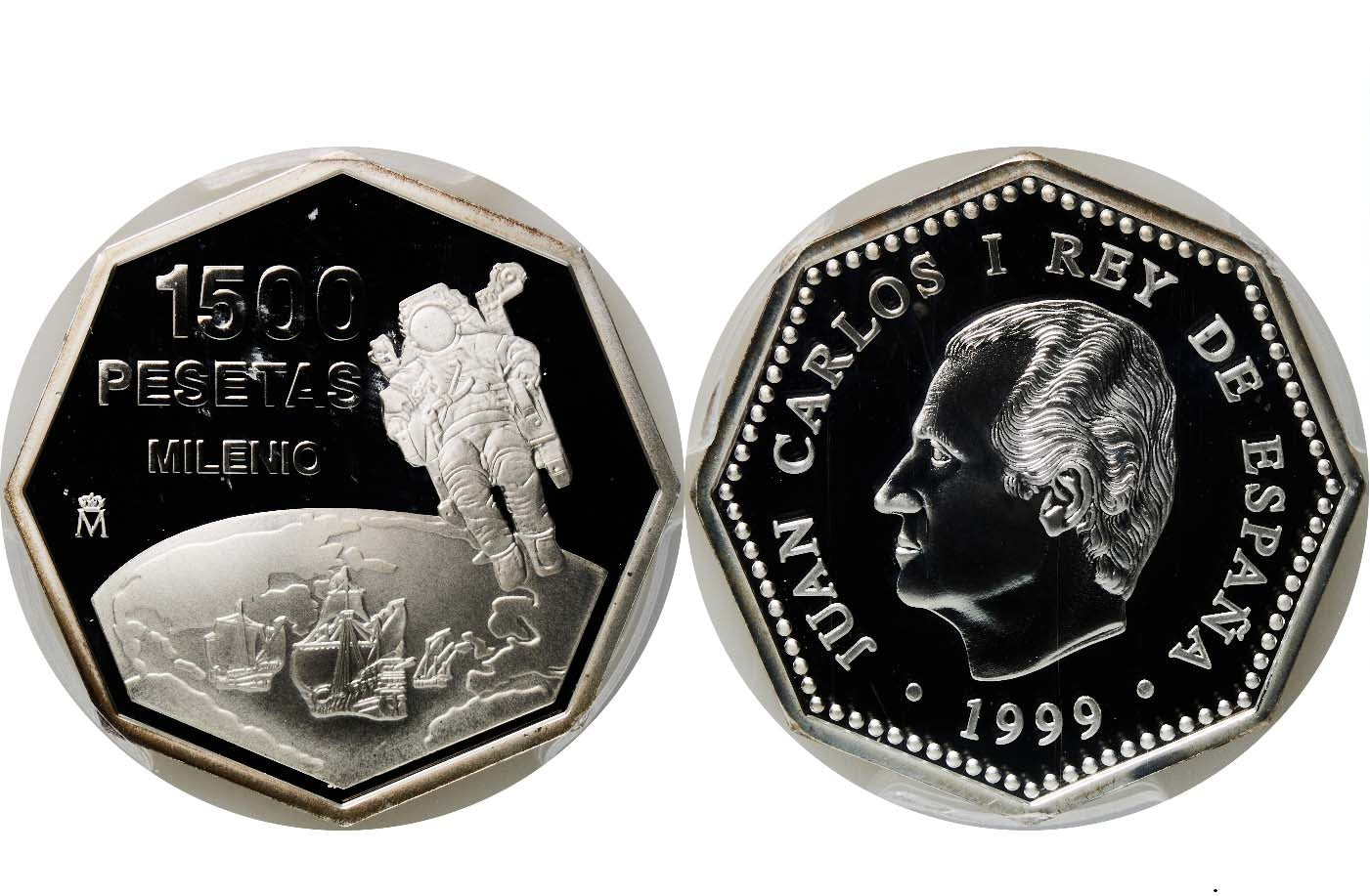 1500 pesetas plata ESPAÑA 1999 - MILENIO - ASTRONAUTA