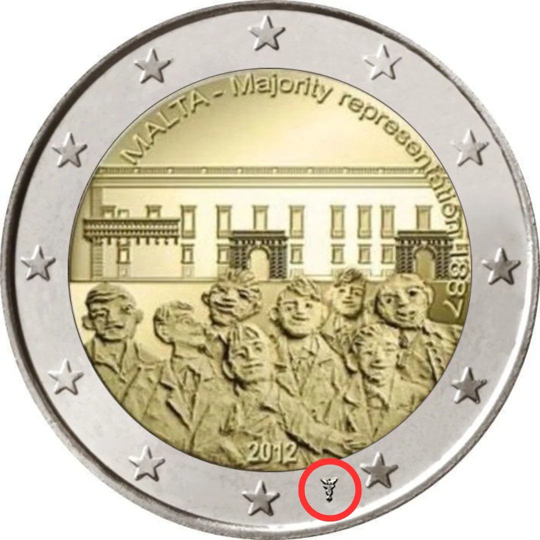 2 euros MALTA 2012 - Representación mayoritaria 1887  mintmark
