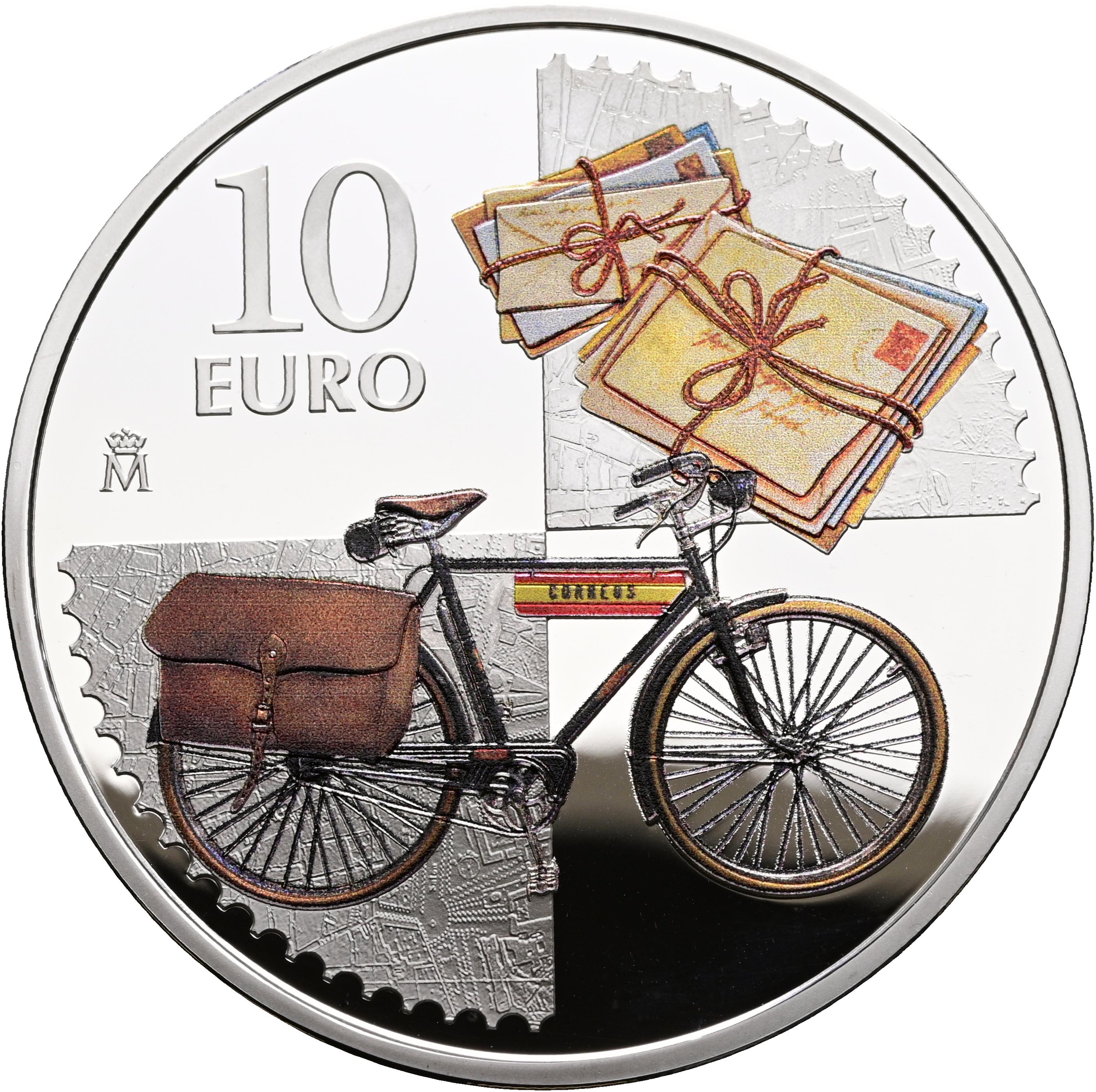 10 EUROS ESPAÑA 2025 - 175 ANIV. PRIMER SELLO POSTAL Bici del cartero