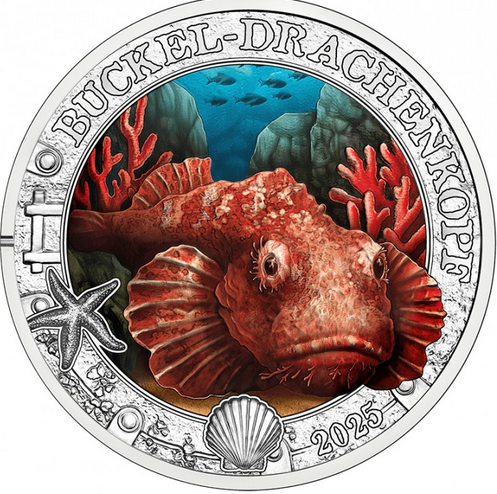 3 euros AUSTRIA 2025 - Vida Marina Luminosa - Pez piedra falso