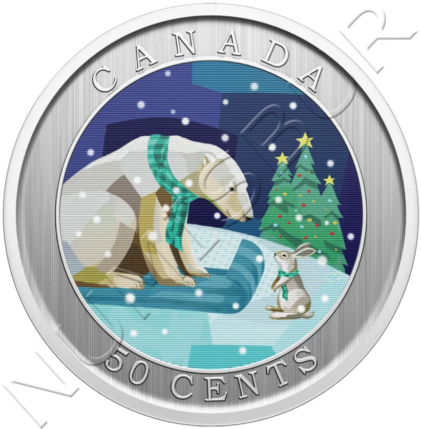 50 céntimos CANADA 2023 - Trineo navidad (Moneda holográfica 3D)