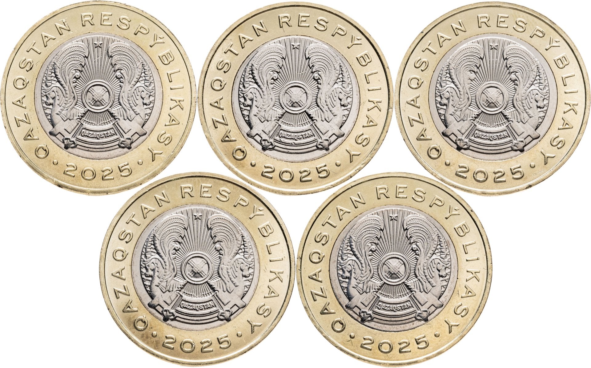 Serie 100 tenge KAZAJISTAN 2025 - ANIMALES 5 monedas