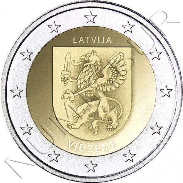 2 euros LETONIA 2016 - Región Vidzeme