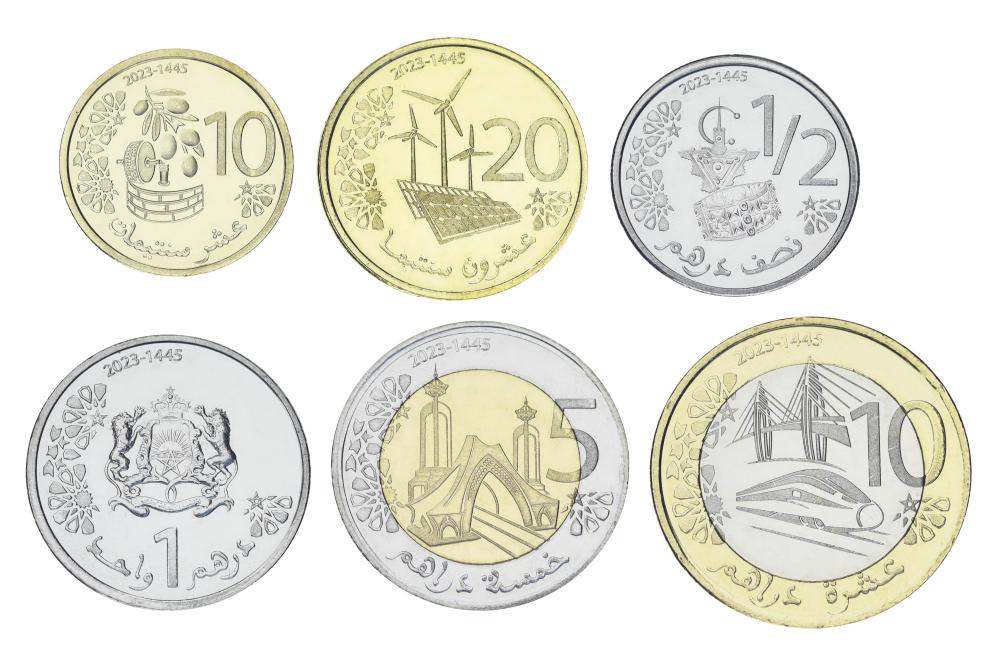 10 20 Céntimos 1/2 ,1, 5 ,10 Dirhams 2023 Marruecos Set 6 monedas