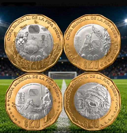 Set de 4 Monedas de 20 Pesos Del Mundial Fifa 2026