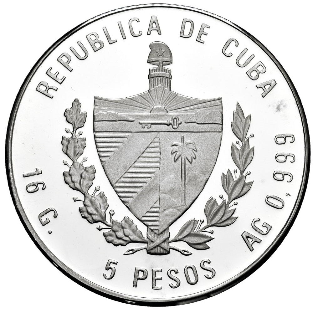 5 pesos plata CUBA 1994 ANIMALES PREHISTORICOS - Maiasaura