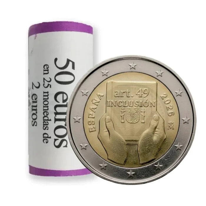 2 euros ESPAÑA 2026 - España y la discapacidad: protección, derechos e inclusión  - CARTUCHO 25 pz.