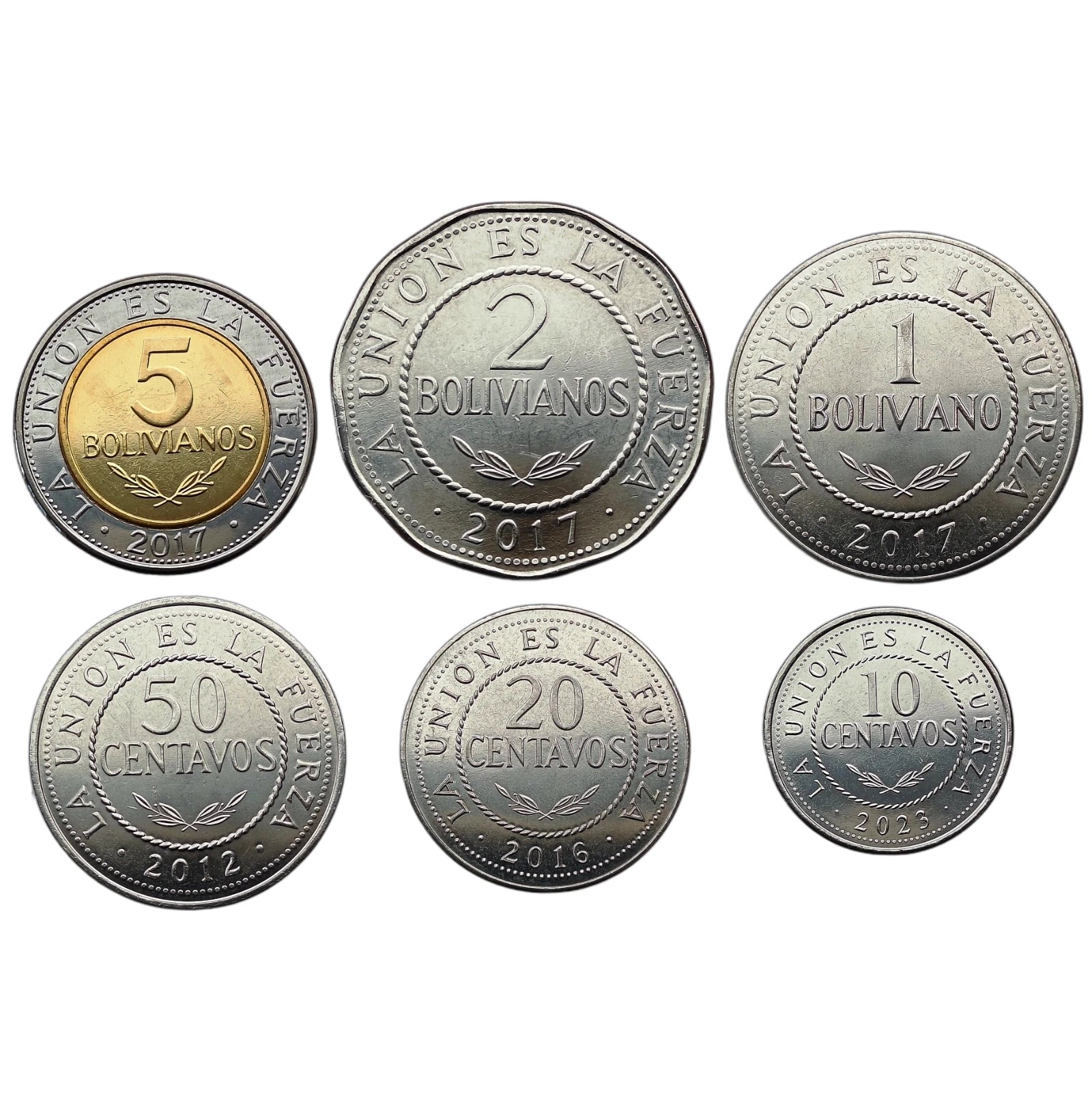 Serie BOLIVIA 2012 / 2023 - 6 monedas