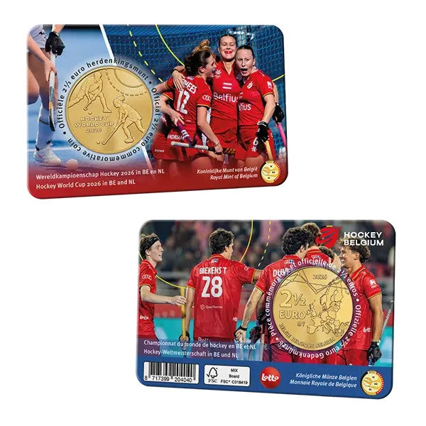 Belgica 2026 moneda 2,5€ Euros Copa Mundo Hockey coincard BU versión NL