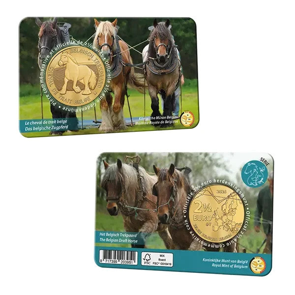 Belgica 2026 moneda 2,5€ Euros Caballo de Tiro coincard BU versión FR