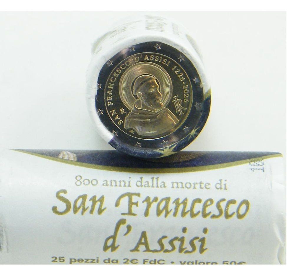 Cartucho original 2 euros ITALIA 2026 SAN FRANCISCO DE ASIS
