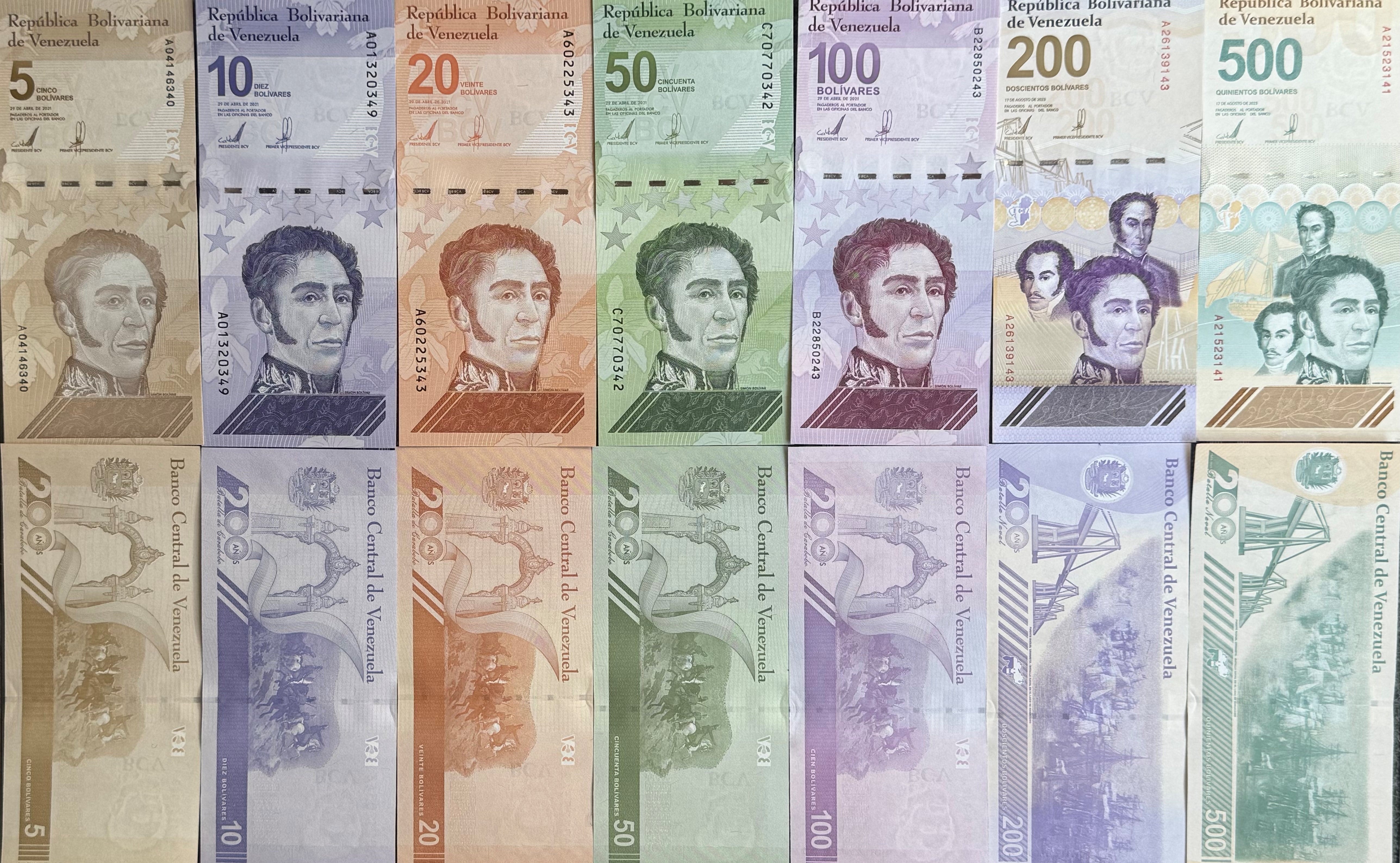Serie 7 billetes VENEZUELA 2021 - 2023